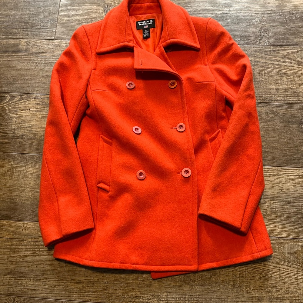 Vintage Calvin Klein Women's Bold Orange Peacoat